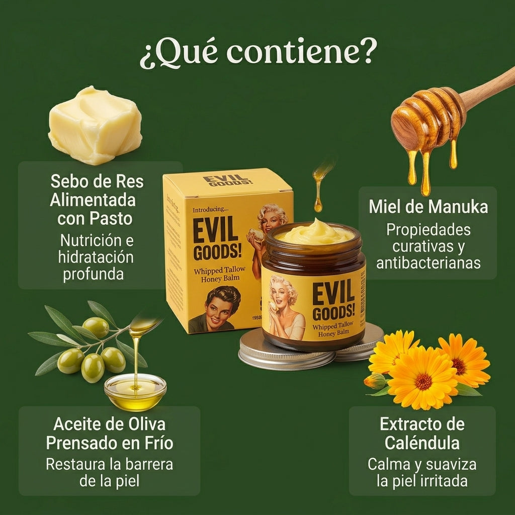 Crema Hidratante de Sebo y Miel para Piel Seca y Maltratada