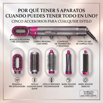 Cepillo Secador Rizador Y Moldeador De Pelo 5 En 1