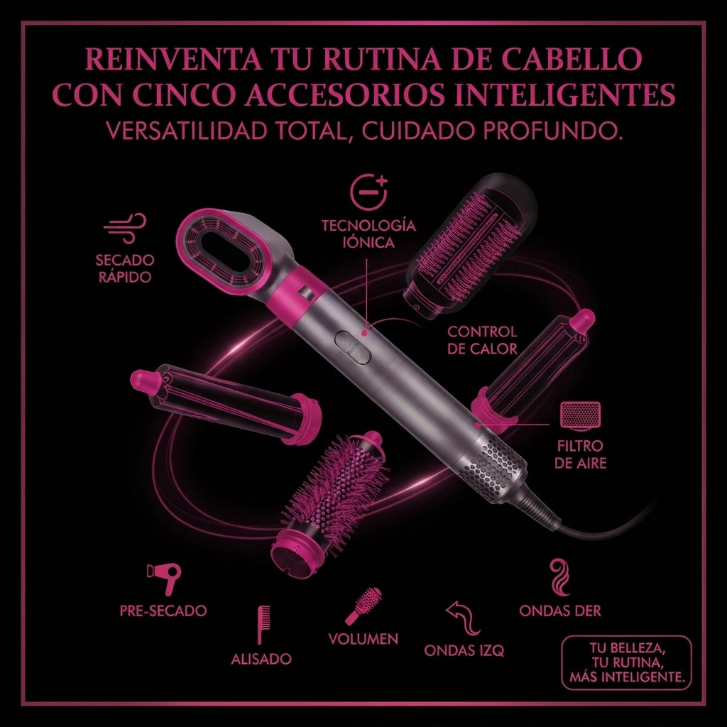 Cepillo Secador Rizador Y Moldeador De Pelo 5 En 1