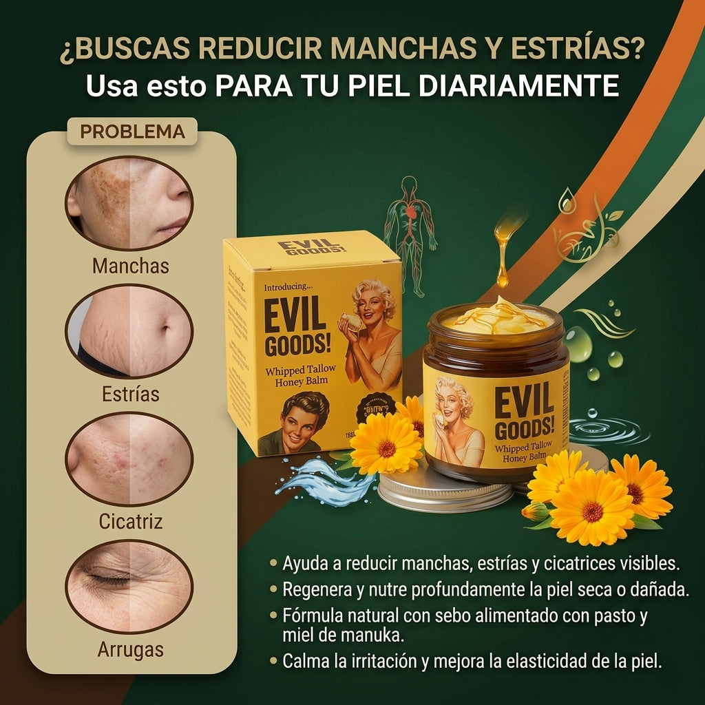 Crema Hidratante de Sebo y Miel para Piel Seca y Maltratada